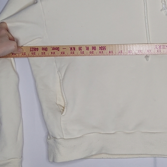The Label The Hoodie 2X Women Cream Long Sleeve Pocket Pullon Cotton Fleece 2XL - Picture 5 of 9
